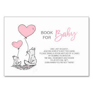 Breng een boek - Fox Pink Girl Baby shower Kaart