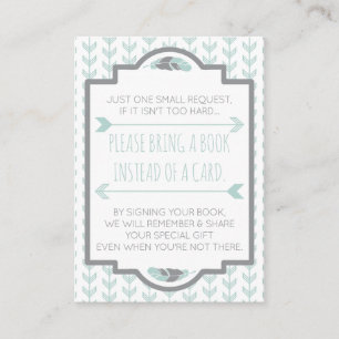 Breng een boek Kaart, Aztec, Arrows, Baby shower Informatiekaartje