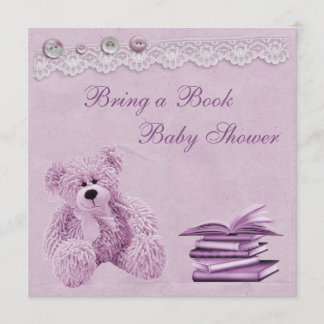 Breng een Boek Lila Teddy Baby shower Kaart