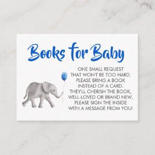 Breng een boek voor Baby, Blue Elephant Baby showe Informatiekaartje