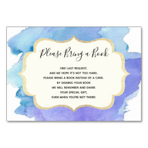 Breng een Boek - Waterverf Blauwe Baby shower van Kaart