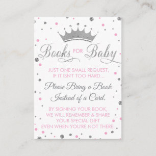 Breng een boekenkaart, prinses, Baby shower Informatiekaartje