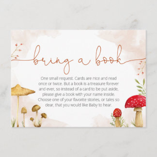 Breng een boekenkaart voor baby shower, paddenstoe informatiekaartje