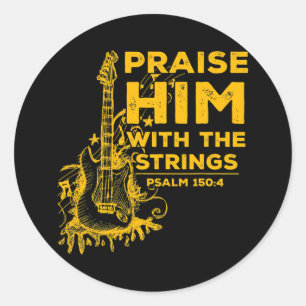 Breng hem op met Christelijke gitaarpsalm Ronde Sticker