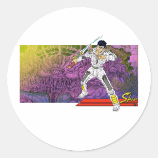 Breng het aan ronde sticker