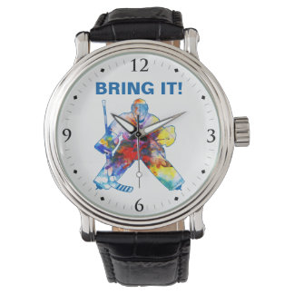 Breng het Hockey Goalie Waterverf Horloge