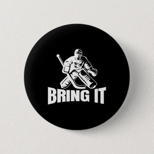 Breng het ijshockey-doelman Funny Hockey Keeper Ronde Button 5,7 Cm