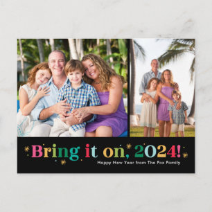 Breng het op twee foto's gelukkig nieuwjaar ansich feestdagenkaart