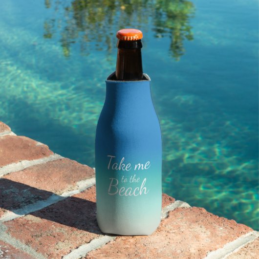 "Breng me naar het strand" Modern Blue Ombre Flesjeskoeler (Insitu Zwembad)