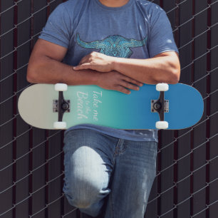 "Breng me naar het strand" Modern Blue Ombre Skateboard