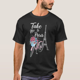Breng me naar Paris France Floral Minimal Eiffel T T-shirt