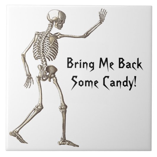 Breng me wat snoep terug, skelet Halloween Tegeltje (Voorkant)