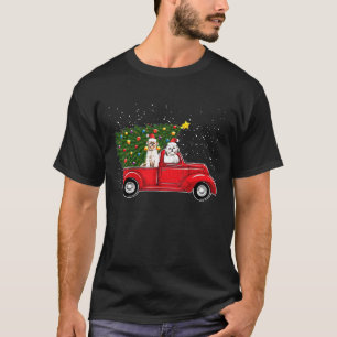 Breng met kerstmis tzu-hondenbrood op de wagen met t-shirt