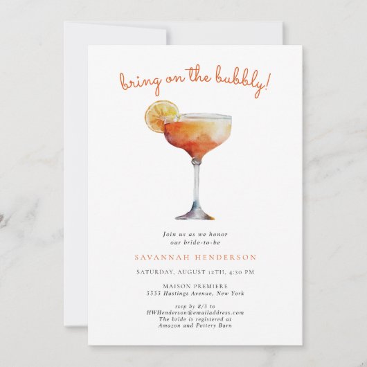 Breng op de bubble bruids douche uitnodiging (Voorkant)