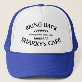 Breng SHARKY's CAFE Trucker Hat terug Pet