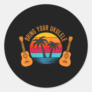 Breng uw Ukulele Retro Hawaiian Ronde Sticker
