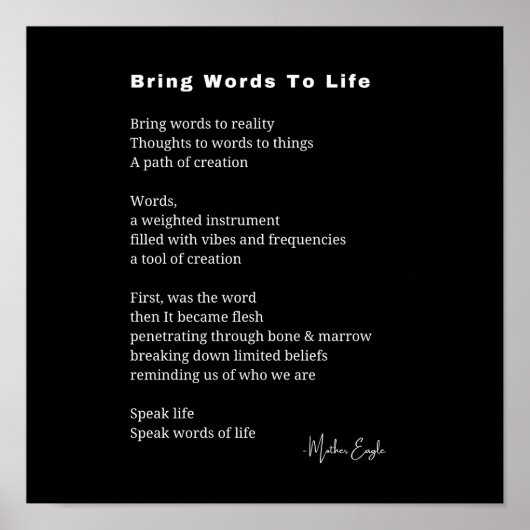 Breng woorden tot leven Gedicht Wall Art poster (Voorkant)