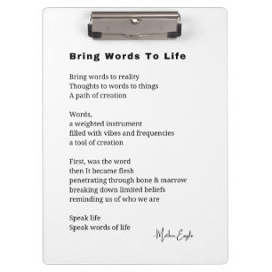 Breng woorden tot leven Gedicht Wall Art poster De Klembord