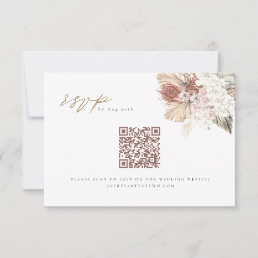 BRENNA Bohemian Tropical Palm QR Code Weddenschap  Kaart (Voorkant)