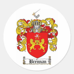 BRENNAN FAMILY CREST - BRENNAN WAPEN RONDE STICKER