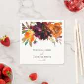 Brent Oranje Bourgogne Herfst Floral Rustic Weddin Servet (Insitu)