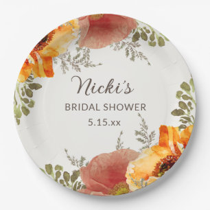 Brent Oranje Herfst najaar Vrijgezellenfeest Papieren Bordje