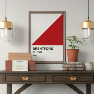 Brentford Bee Rood en Wit - Volledige breedte Perfect Poster