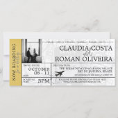 Brésil Mariage Jaune Boarding Pass Invitation (Devant)