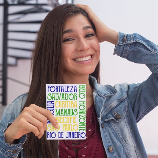 Brésil Ville Noms Brésil Drapeau Carte d'Invitatio