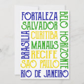 Brésil Ville Noms Brésil Drapeau Carte d'Invitatio (Devant)