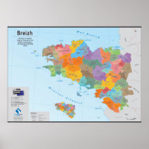 Bretagne, administratieve kaart 2020 (in het Breto