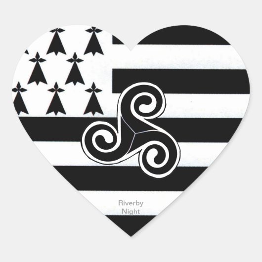 Bretagne Flag (Breton) Hart Sticker (Voorkant)