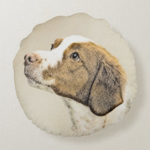 Bretagne schilderen - Kute Original Dog Art Rond Kussen