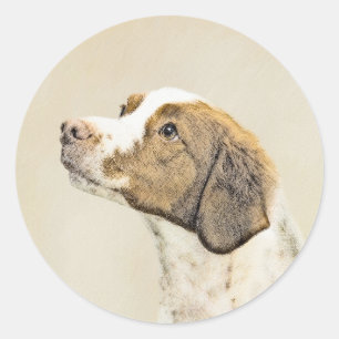 Bretagne schilderen - Kute Original Dog Art Ronde Sticker