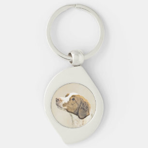 Bretagne schilderen - Kute Original Dog Art Sleutelhanger