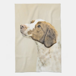 Bretagne schilderen - Kute Original Dog Art Theedoek