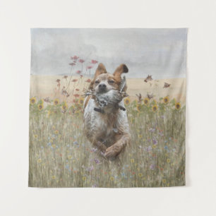 Bretagne Spaniel jachtkwartel, art Wandkleed