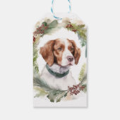 Bretagne Spaniel Kerstkrans Feestelijke Pup Cadeaulabel (Achterkant)