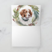 Bretagne Spaniel Kerstkrans Feestelijke Pup Kaart (Binnen)