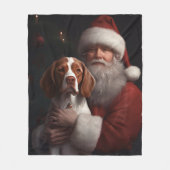 Bretagne Spaniël Met Kerstmis Fleece Deken (Voorkant)