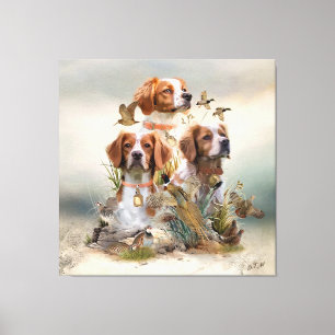Bretagne Spaniel, Passie voor vogels Canvas Afdruk