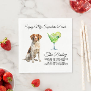 Bretagne Spaniel Signature Drink Bruiloft Pet Servet