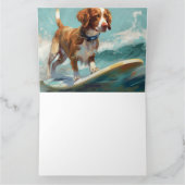 Bretagne Spaniel Strand Surfen Schilderij Kaart (Binnen)