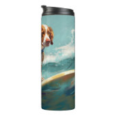 Bretagne Spaniel Strand Surfen Schilderij Thermosbeker (Geroteerd rechts)