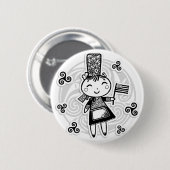 Breton meisje ronde button 5,7 cm (Voorkant /achterkant)