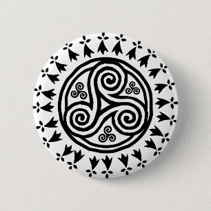 Bretonse triskel en hermijnen ronde button 5,7 cm