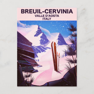 Breuil-Cervinia, Valle d'Aosta, italië,ski-poster Briefkaart