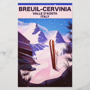 Breuil-Cervinia, Valle d'Aosta, italië,ski-poster Briefpapier