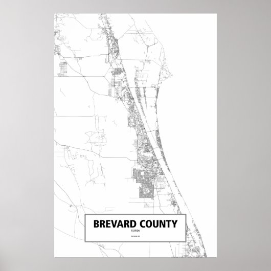 Brevard County, Florida (zwart op wit) Poster (Voorkant)