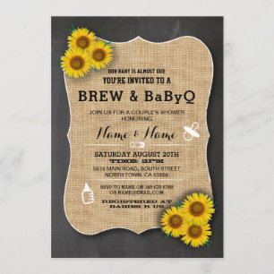 Brew en BABYQ Baby shower Chalk Sunflower Invite Kaart